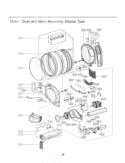 Drum and Motor Assembly Diagram and Parts List for DLEX3070W ABWEEUS LG Dryer