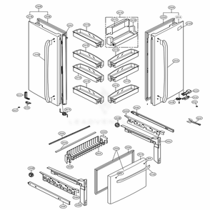Door Parts Diagram and Parts List for 71609 AWBCSE4 LG Refrigerator