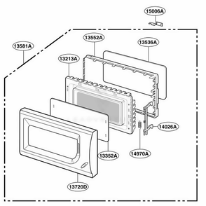 Door Parts Diagram and Parts List for MA1012W CWHEKMT LG Wall Oven