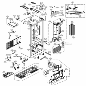 Case Parts Diagram and Parts List for 73157 ASBCSE1 LG Refrigerator