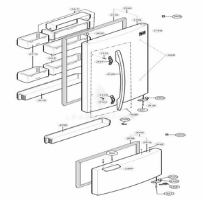Door Parts Diagram and Parts List for 65212 ASWCSEF LG Refrigerator