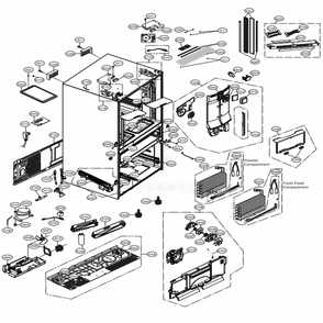 Case Parts Diagram and Parts List for 72489 AWBCSE2 LG Refrigerator