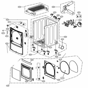 Cabinet And Door Assembly Diagram and Parts List for 61523 ASTESEU LG Dryer