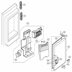 Ice Maker And Ice Bin Parts Diagram and Parts List for 74099 AWBCSE1 LG Refrigerator