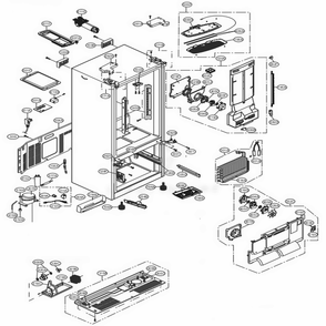 Case Parts Diagram and Parts List for LFXS24623D ASBCNA0 LG Refrigerator