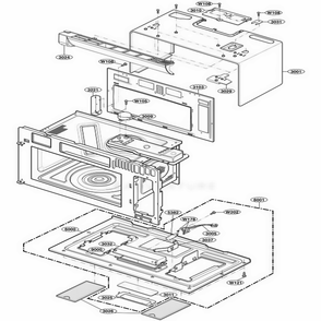 Oven Cavity Parts Diagram and Parts List for 88519 ABKESEA LG Range