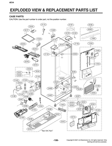 Case Parts Diagram and Parts List for LMXS28596S ASTCNA4 LG Refrigerator