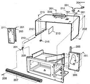 Cabinet Diagram and Parts List for 7218965381  Kenmore Microwave