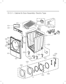 Cabinet And Door Assembly Diagram and Parts List for RV13A3GSD ASTESEU LG Dryer