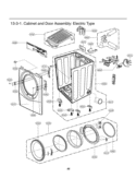 Cabinet and Door Assembly Diagram and Parts List for DLEX3470V ASSEEUS LG Dryer