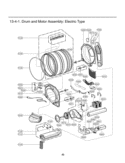 Drum and Motor Assembly Diagram and Parts List for DLEX3470V ASSEEUS LG Dryer