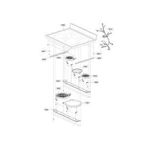 Cooktop Diagram and Parts List for LDE3037ST 00 LG Range