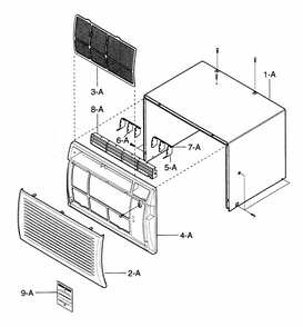 Cabinet/front Grille Diagram and Parts List for 58075135500  Kenmore Air Conditioner