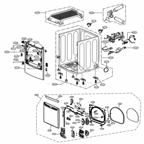 Cabinet And Door Assembly: Gas Type Diagram and Parts List for DLGX5681VE ASSEEUS LG Dryer