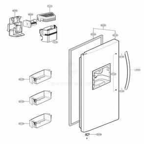 Freezer Door Part Diagram and Parts List for LSC23954ST ASTCNA1 LG Refrigerator