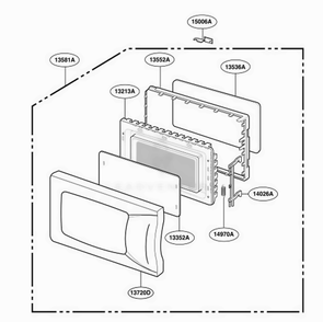 Door Parts Diagram and Parts List for MT4110RPQ0 CWHEWRP LG Wall Oven