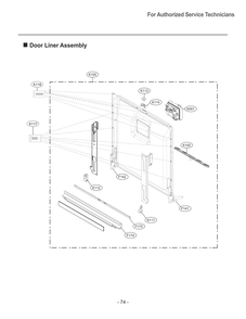 Door Liner Assembly Diagram and Parts List for SDWD24P3 AASESTA LG Dishwasher