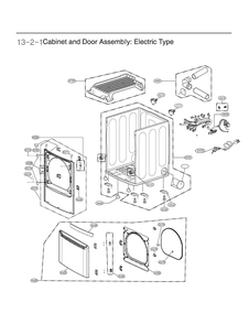 Cabinet And Door Assembly Diagram and Parts List for DLE6100M ABMEECI LG Dryer
