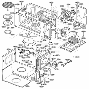 Interior Parts 1 Diagram and Parts List for 80829 ABKESEA LG Microwave