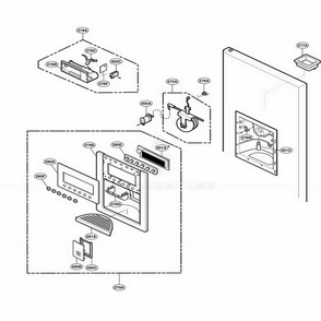Dispenser Part Diagram and Parts List for LRSC26915TT ATICLGA LG Refrigerator