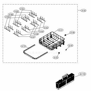 Lower Rack Assembly Diagram and Parts List for LDT7797BD ABDEEUS LG Dishwasher