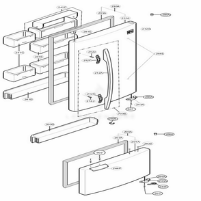 Door Parts Diagram and Parts List for 65019 AWBCSEF LG Refrigerator