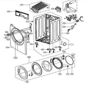 Cabinet And Door Assembly: Gas Type Diagram and Parts List for 91383 ASTESEU LG Dryer