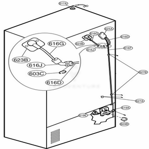 Valve And Water Tube Parts Diagram and Parts List for 79737 ABS4SER LG Refrigerator
