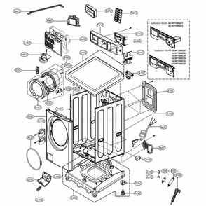 Cabinet And Control Panel Assembly Diagram and Parts List for GCWP1069CS3 ASSEELC LG Washer