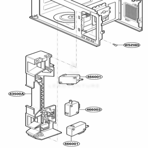 Latch Board Parts Diagram and Parts List for JES1451BJ CBKEGEU LG Range