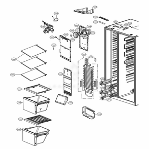 Freezer Compartment Diagram and Parts List for LSXC22426S ASTCNA4 LG Refrigerator