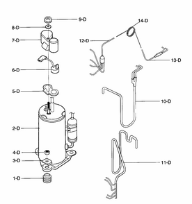 Compressor Parts Diagram and Parts List for 58076100700  Kenmore Air Conditioner