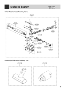 Floor Nozzle (Nozzle Assembly, Floor) Diagram and Parts List for A927KGMS BIGEECI LG Upright Vacuum
