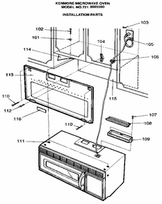 Installation Parts Diagram and Parts List for 7218985590  Kenmore Microwave