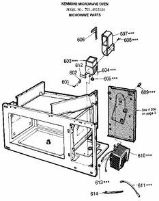 Magnetron And Transformer Diagram and Parts List for 7218915180  Kenmore Microwave