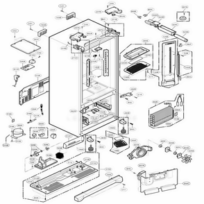 Case Parts Diagram and Parts List for 79733 AST1SER LG Refrigerator
