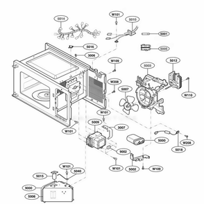 Interior Parts 1 Diagram and Parts List for 62252 KWHESEA LG Wall Oven