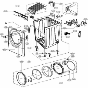 Cabinet And Door Assembly: Electric Type Diagram and Parts List for DLEX3900B ABLEEUS LG Dryer