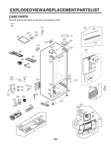Case Parts Diagram and Parts List for GR-J288NMXM AMTCNA0 LG Refrigerator
