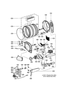 Drum/motor: Gas Type Diagram and Parts List for DLE2522W  LG Dryer