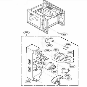 Latch Board Parts Diagram and Parts List for RFS12SW2A ASTESUB LG Range