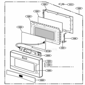 Door And Controller Parts Diagram and Parts List for 63999 ABKESEA LG Wall Oven
