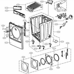 Cabinet And Door Assembly Gas Type Diagram and Parts List for 91548 APBESEU LG Dryer
