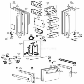 Door Parts Diagram and Parts List for LFXS24623D ASBCNA0 LG Refrigerator