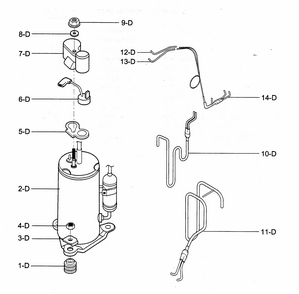 Compressor Parts Diagram and Parts List for 58075101500  Kenmore Air Conditioner
