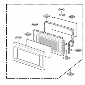 Door Parts Diagram and Parts List for JE1360WB MWEGEU LG Microwave