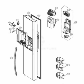 Freezer Door Part Diagram and Parts List for LSXC22396S ASTCNA2 LG Refrigerator