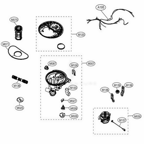 Sump Assembly Diagram and Parts List for LDF5545BD ABDEEUS LG Dishwasher