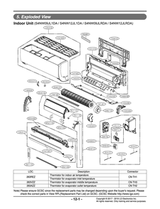 Indoor Unit Diagram and Parts List for S4NW12JLRDA AK6GEUS LG Air Conditioner