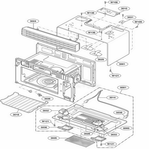 Oven Cavity Parts Diagram and Parts List for LMV1915NVBS ABSELGA LG Range